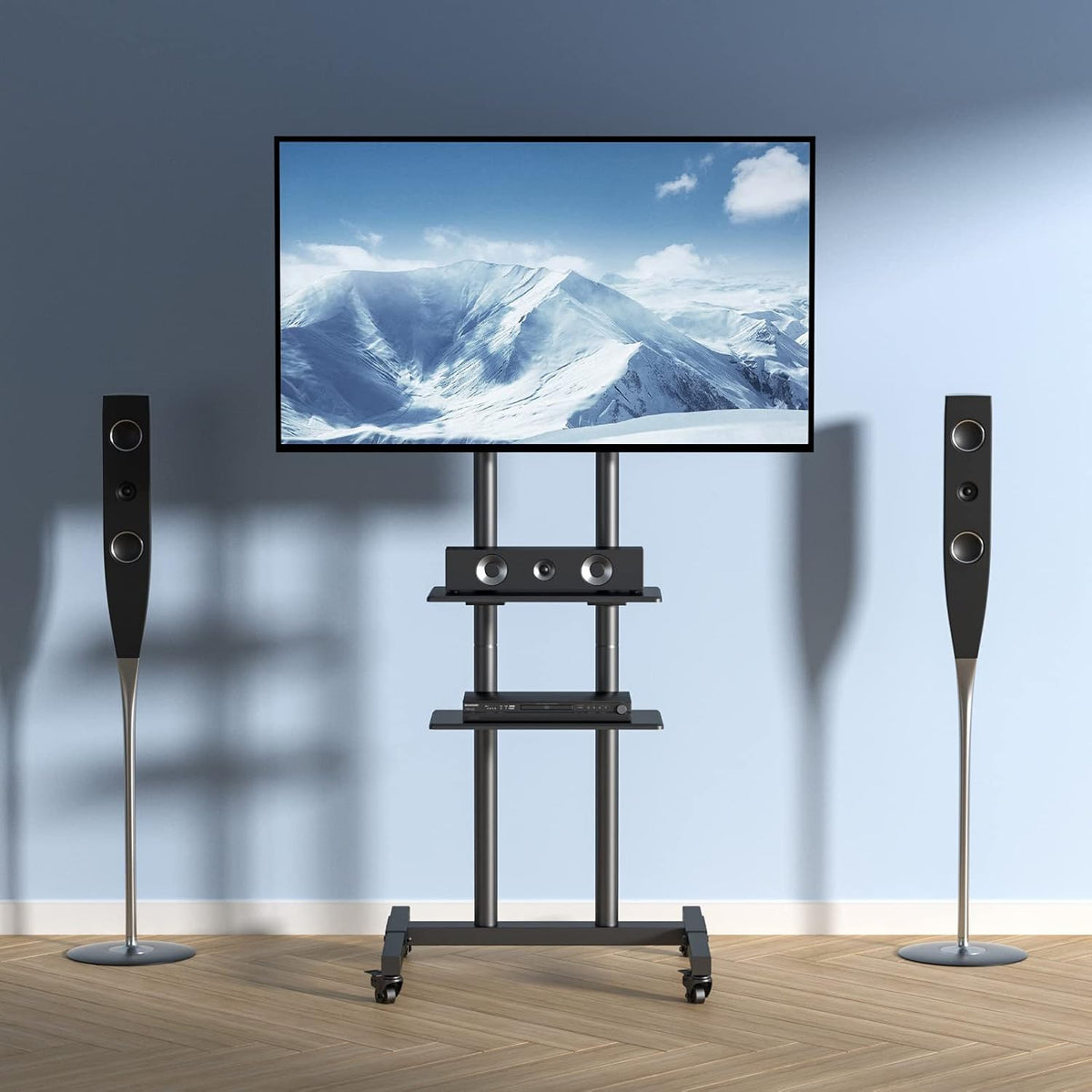 VEVOR Mobile TV Cart for 32 to 70 inch TVs, Height Adjustable Portable TV Sta...
