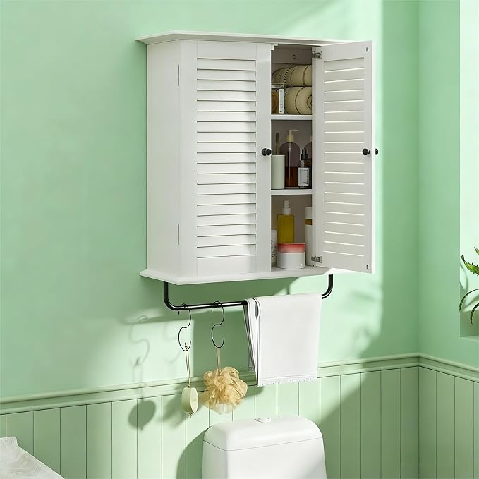 Bathroom Wall Cabinet, Over The Toilet Storage Cabinet, Wooden Wall Cabinet - Image 9