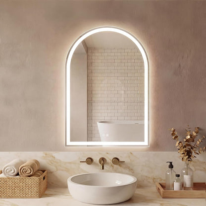 Simple Deluxe 24x32 inch Arched Mirror for Bathroom Vanity Mirror or Wall Decor, Arch Mirror Brushed Metal Frame, Wall Mounted Mirror for Bathroom LivingRoom Bedroom Entryway(24''×32'')