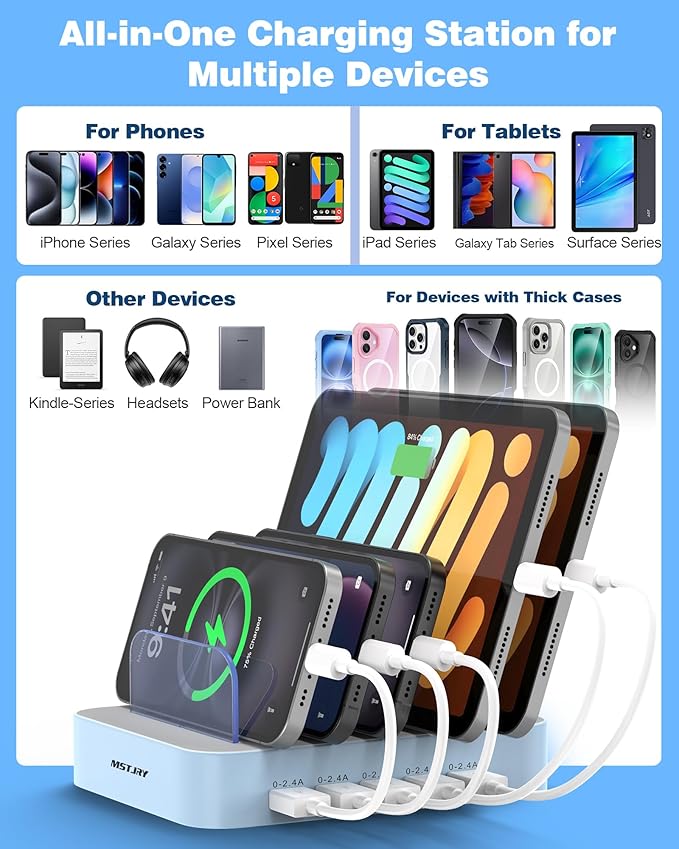 MSTJRY Charging Station for Multiple Devices : 5 Port Multi USB-A Charger - Image 6