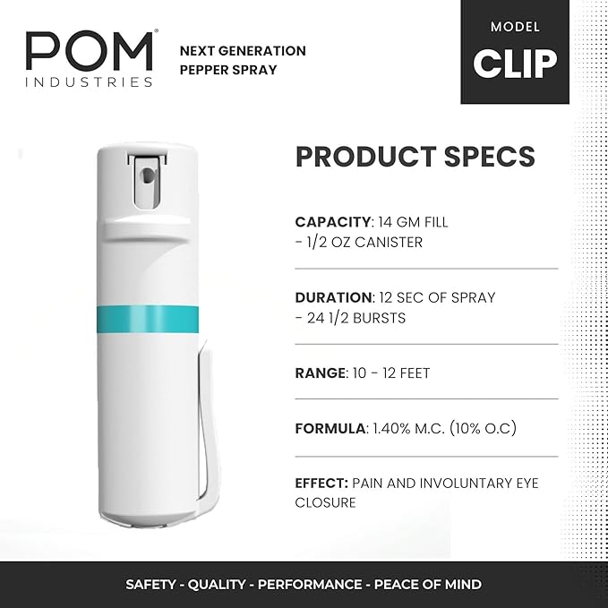 POM Pepper Spray Pocket Clip, Quick Flip Top Safety, Maximum Strength OC Formula - Image 3