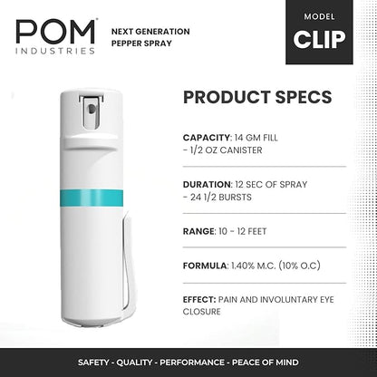 POM Pepper Spray Pocket Clip, Quick Flip Top Safety, Maximum Strength OC Formula - Image 3