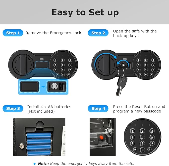 Bonsaii Steel Safe Box with Digital Keypad Lock, 1.2 Cubic Feet Security - Image 7