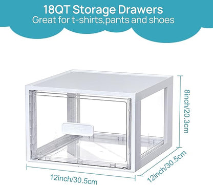 Vtopmart 4 Pack 18QT White Stackable Storage Drawers, Easily Assemble Closet - Image 2