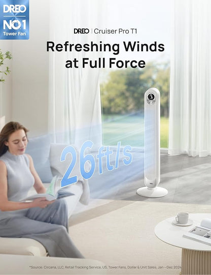 Dreo Tower Fan 42 Inch, Cruiser Pro T1 Quiet Oscillating Bladeless Fan - Image 2