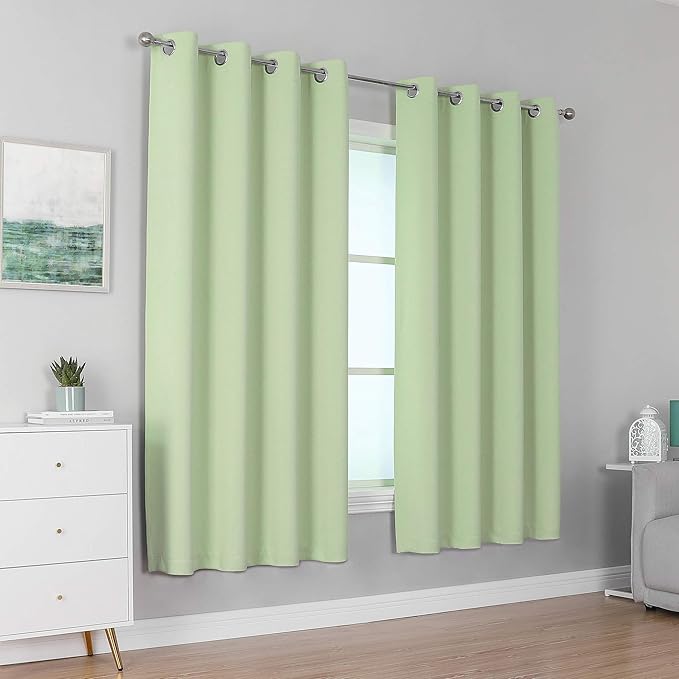 DUALIFE Light Green Blackout Curtain Panels/Drapes - Image 2