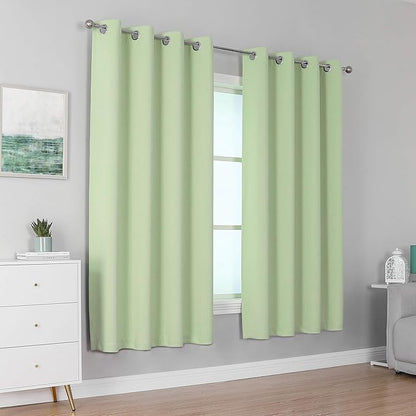 DUALIFE Light Green Blackout Curtain Panels/Drapes - Image 2