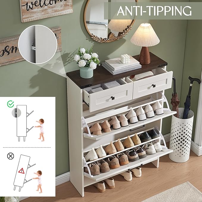 Shoe Storage Cabinet, Farmhouse Shoe Organizer - Image 3