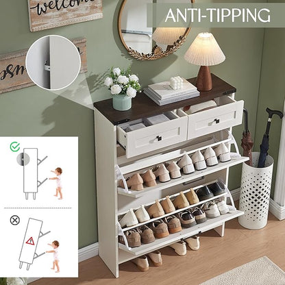 Shoe Storage Cabinet, Farmhouse Shoe Organizer - Image 3