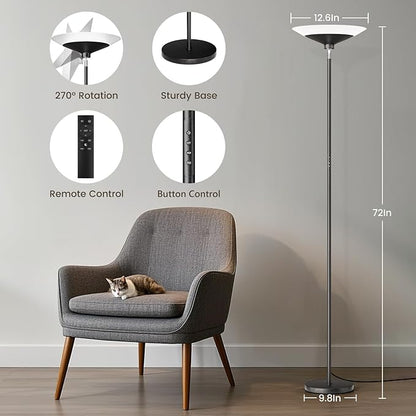 SIBRILLE RGB Torchiere Floor Lamp - 30W Dimmable LED Standing Lamp - Image 7