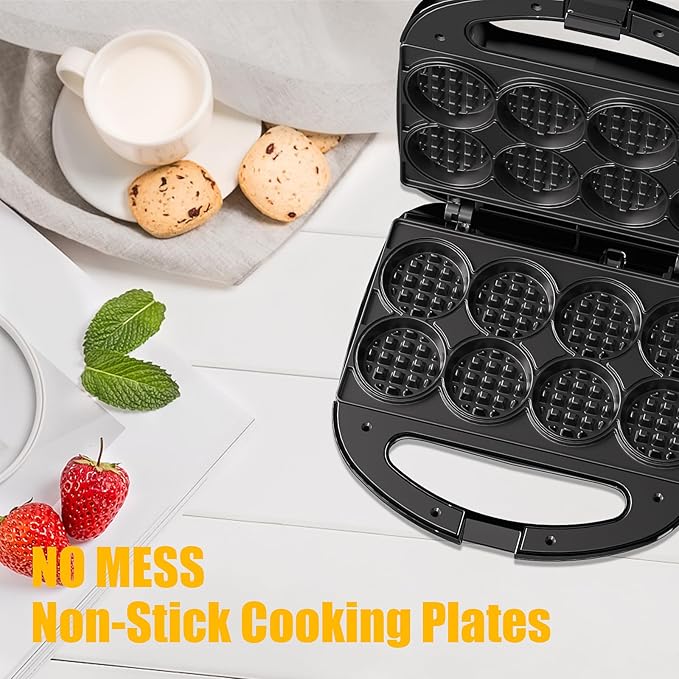 OSTBA Mini Waffle Maker: 750W Powerful Heating, Cooks 8 Waffles at Once - Image 4