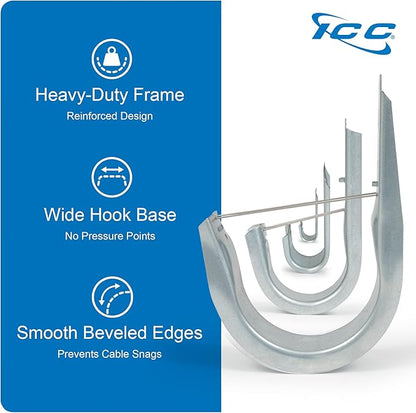 ICC 4-Inch Wall Mount J-Hook – 25-Pack, Cable Support Hooks - Image 8