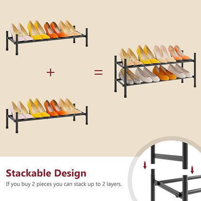 Tajsoon Expandable Shoe Rack for Closet 1 Tier, 28“-41“Adjustable & Stackable - Image 6