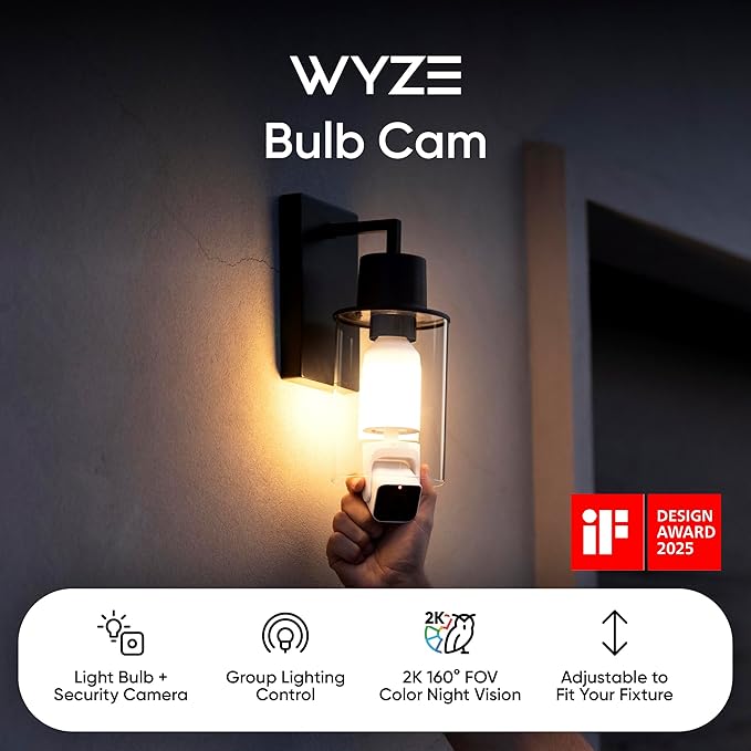WYZE Bulb Cam Security Camera, 2K HD Outdoor Light Bulb Camera, Color Night - Image 11