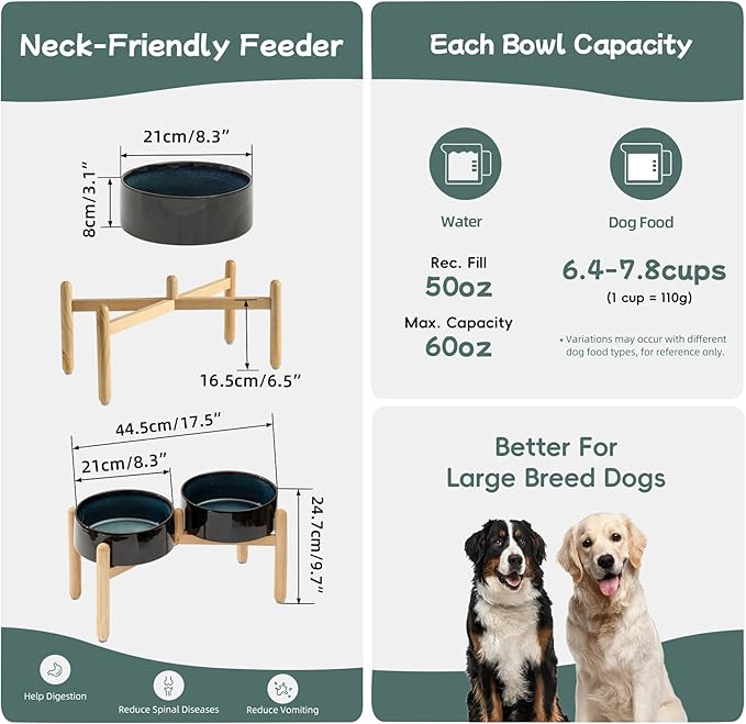Ceramic 8.2inch Raised Dog Bowl - Image 2