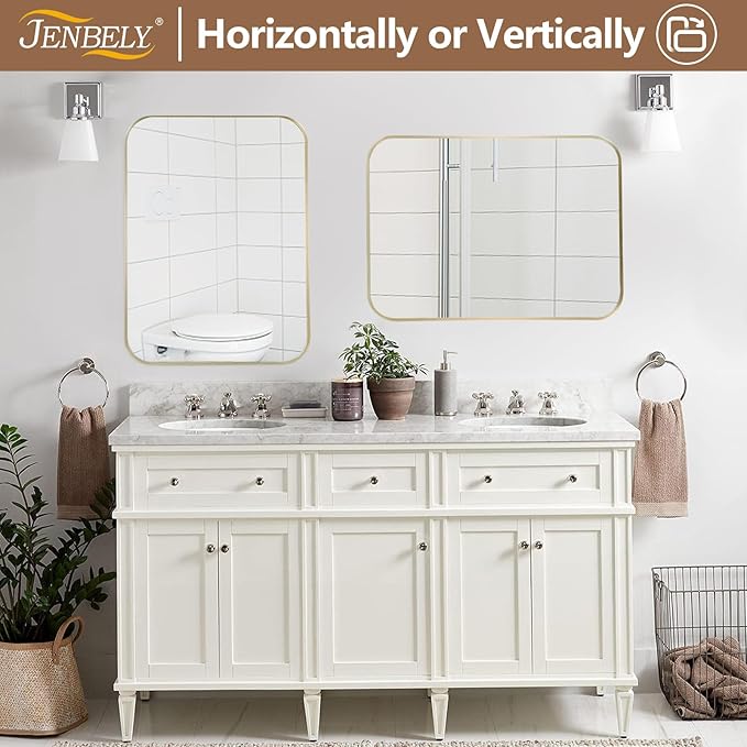 22x30 Inch Brushed Nickel Bathroom Mirror, Framed Rectangle Mirror - Image 7