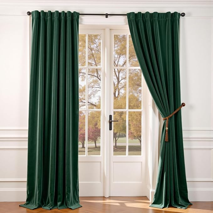 Lazzzy Velvet Blackout Extra Long Curtains Thermal Insulated Room Window Drapes by Lazzzy