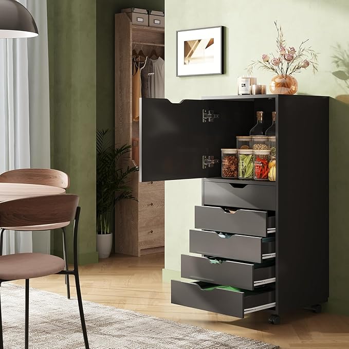 DEVAISE 5-Drawer Wood File Cabinet, Mobile Filing Cabinet - Image 2