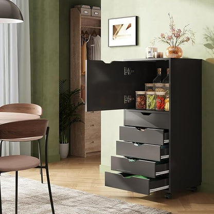 DEVAISE 5-Drawer Wood File Cabinet, Mobile Filing Cabinet - Image 2