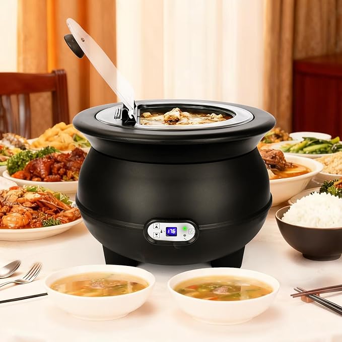 YUANHAO 8 Qt. Black Soup Kettle Warmer - 120V - Image 8