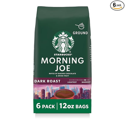 Starbucks Ground Coffee, Dark Roast Hot or Iced Coffee, Morning Joe, Six 12 oz by StarbucksCoffee