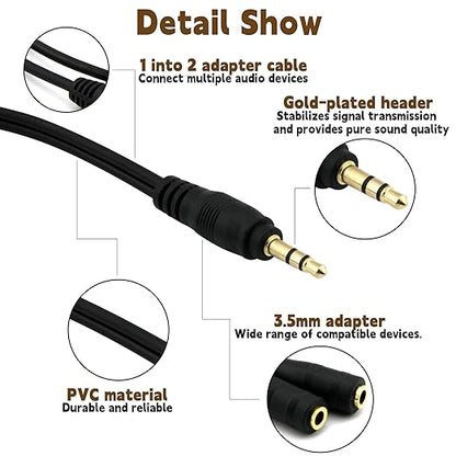 ONXE 2-Pack Gold Plated 3.5mm Stereo Jack Splitter Cable Adapter Connectors - Image 5
