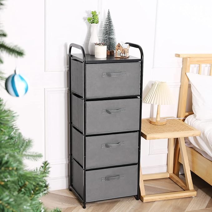 MAX Houser 4 Drawer Fabric Dresser Tall Storage Tower, Dresser Chest - Image 2