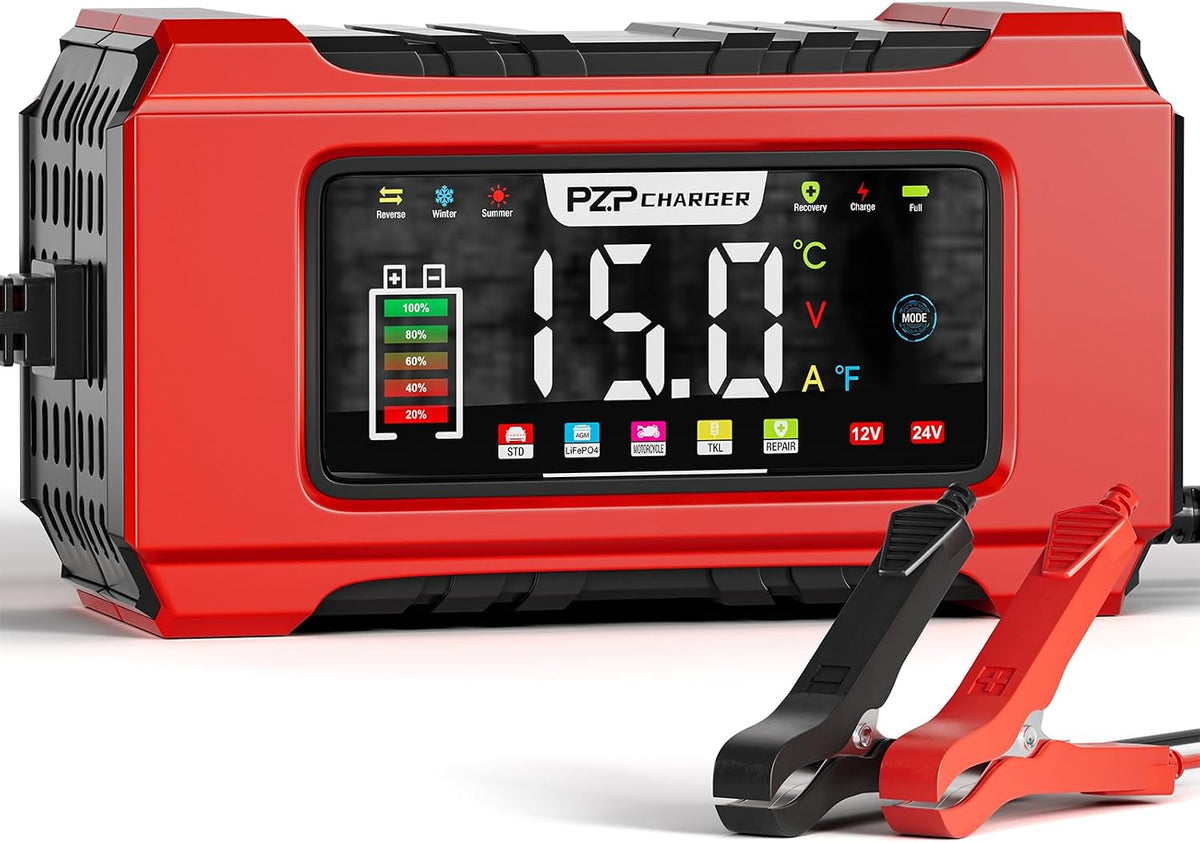 pz.p 15-amp 12v/24v smart battery charger, maintainer &, main product view