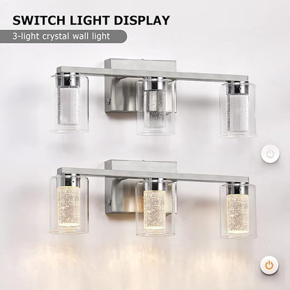 SADENICEL Brushed Nickel Vanity Lights, 3-Light Bathroom Light Fixtures - Image 3