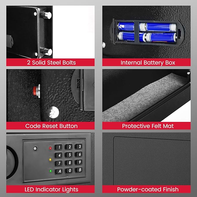 S AFSTAR Wall Safe Box, Electronic Digital Safe Box - Image 8
