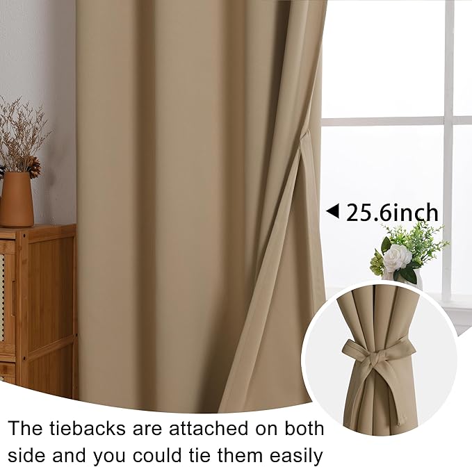 JIUZHEN Blackout Curtains with Tiebacks - Image 6