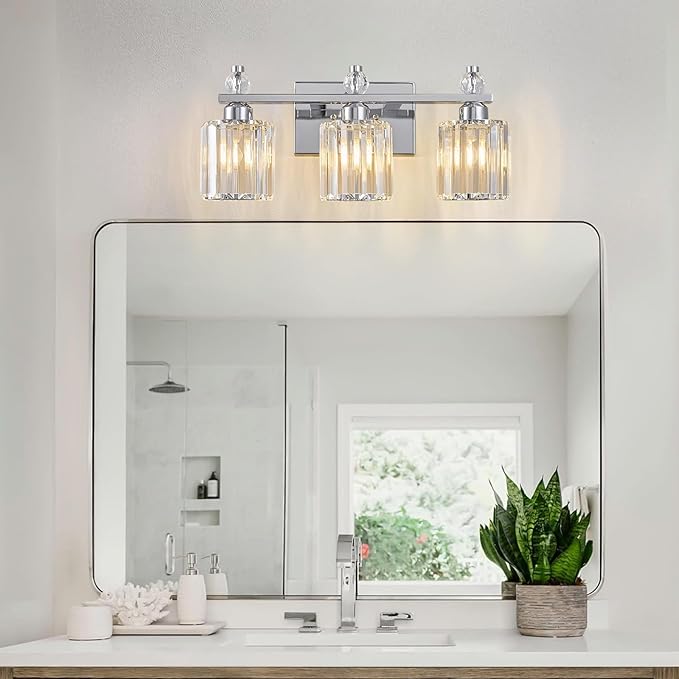FDPBY Bathroom Vanity Lights 3-Light Chrome Modern Crystal Vanity Light - Image 3