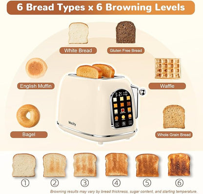 Mecity Toaster 2 Slice, Touch Screen Wide Slot Retro Toaster - Image 3