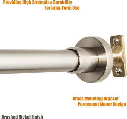 Heavy Duty Shower Rod, Adjustable Shower Curtain Rod, Expandable 47-84 Inch, Permanent Mount Shower Rod, Never Rust Stainless Steel For Window Curtain and Closet, Brushed Nickel
