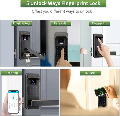 Harfo Smart Door Lock, Heavy Duty 5 in 1 Keyless Entry Door Lock, Full App - Image 3