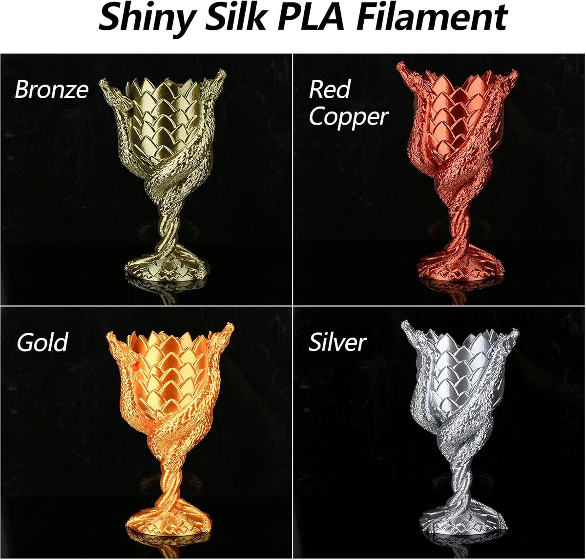 AMOLEN PLA 3D Printer Filament PLA Filament 1.75mm Silk Filament Bundle,Gold,...