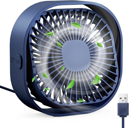 RJVW 4 Inch Small USB Desk Fan, 3-Speed Portable & 360°Rotatable Mini Cooling by RJVW