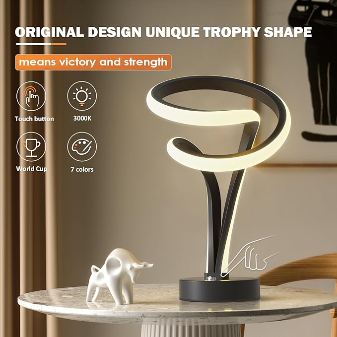airnasa Modern Spiral RGB Table Lamp, 7 Colors 10 Light Modes LED, Touch - Image 9