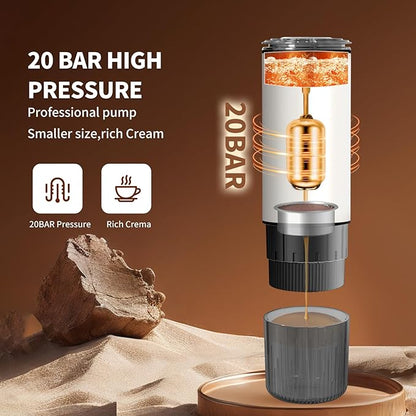 Leozora Portable Espresso Maker, 20Bar Professional Pressure, Stainless Steel - Image 3