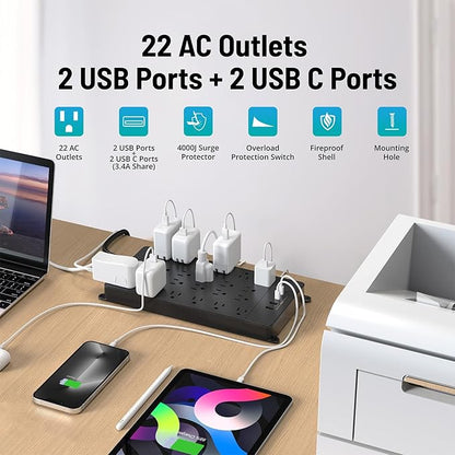 TROND Surge Protector Power Strip, 22 Widely Spaced Outlets - Image 3
