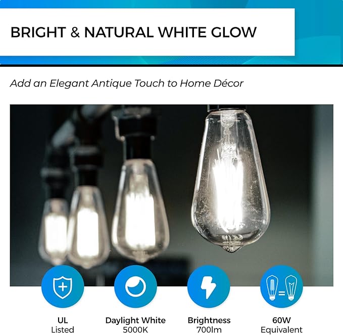 Hizashi Vintage LED Light Bulb Dimmable, 6W Equivalent 60W, E26 Base Led Edison - Image 4