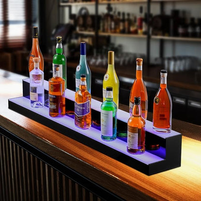 VEVOR LED Lighted Liquor Bottle Display, 2 Tiers 48 Inch Commercial Illuminated - Image 2