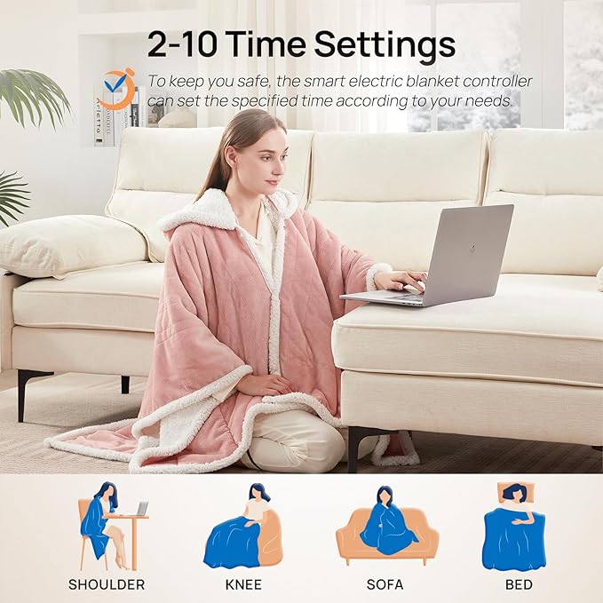Westinghouse Wearable Heated Throw Blanket, Electric Heated Wrap Poncho Shawl - Image 4