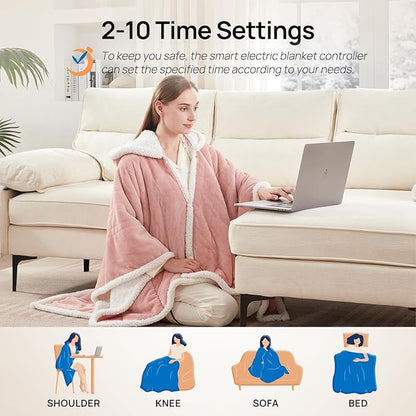 Westinghouse Wearable Heated Throw Blanket, Electric Heated Wrap Poncho Shawl - Image 4