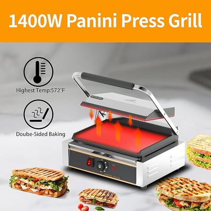 Commercial Panini Press - 2200W Commercial Electric Panini Sandwich Grill - Image 3