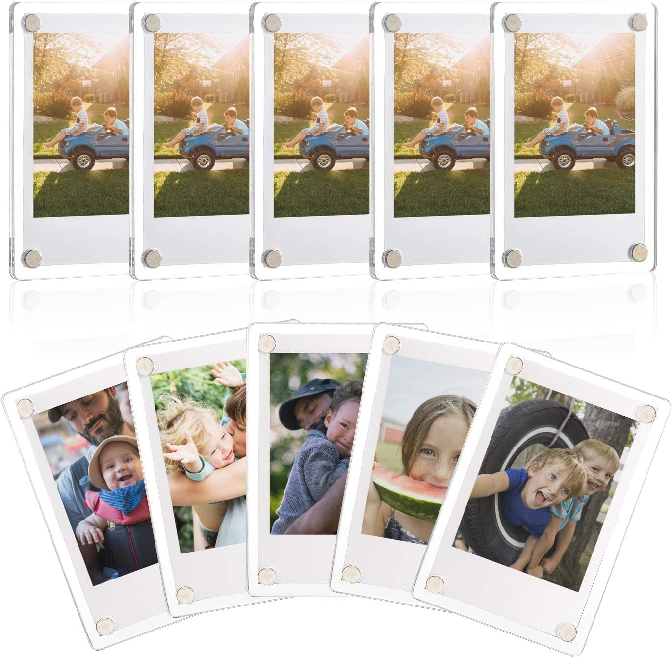 ONE WALL 10 Pack Acrylic Fridge Magnetic Frame, 2.36x3.54 Polaroid Frame | Double Sided Transparent Photo Refrigerator Magnet Picture Frame for Fujifilm Instax Mini