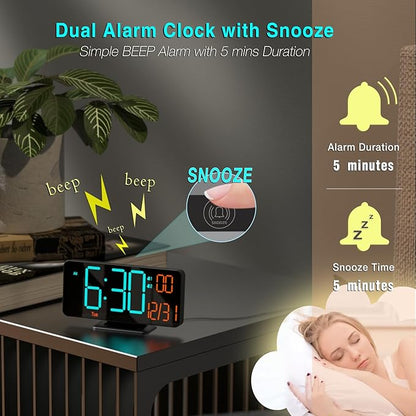 KOSUMOSU Alarm Clocks for Bedrooms, 6.7" Black Small Digital Clock LED - Image 6