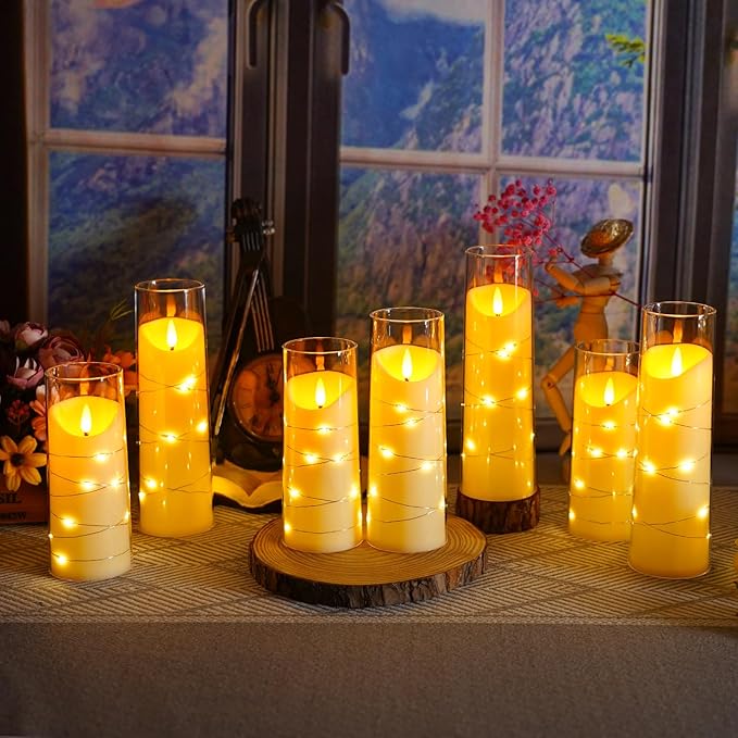 Flameless Candles with Embedded Star String, Battery Operated LED Pillar - Image 5