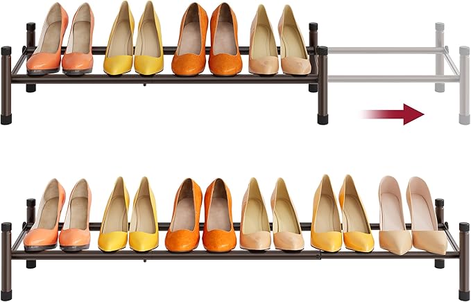 Tajsoon Expandable Shoe Rack for Closet 1 Tier, 28“-41“Adjustable & Stackable by Tajsoon