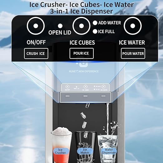 NUNET 3-in-1 Water Bottle Bottom-Loading Ice Dispenser Water Cooler Crusher - Image 4